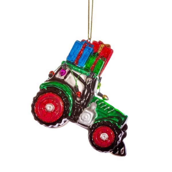 Tractor With Presents Christmas Pendant Glass – Sass & Belle