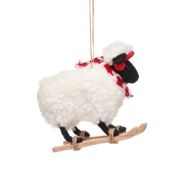 Sheep on skis Christmas hanger