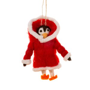 Penguin in winter coat hanger