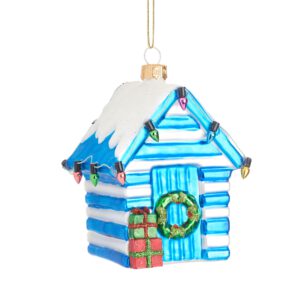 Blue-white beach house bauble