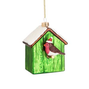 birdhouse with robin bauble