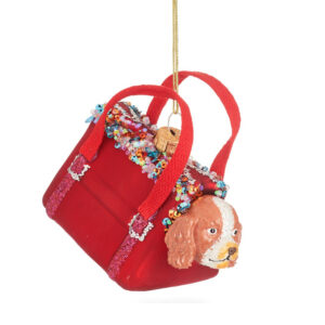 Dog-in-handbag Christmas bauble