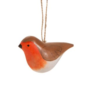 Wooden Robin Christmas pendant