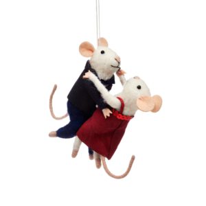 Dancing mouse couple felt Christmas ornament